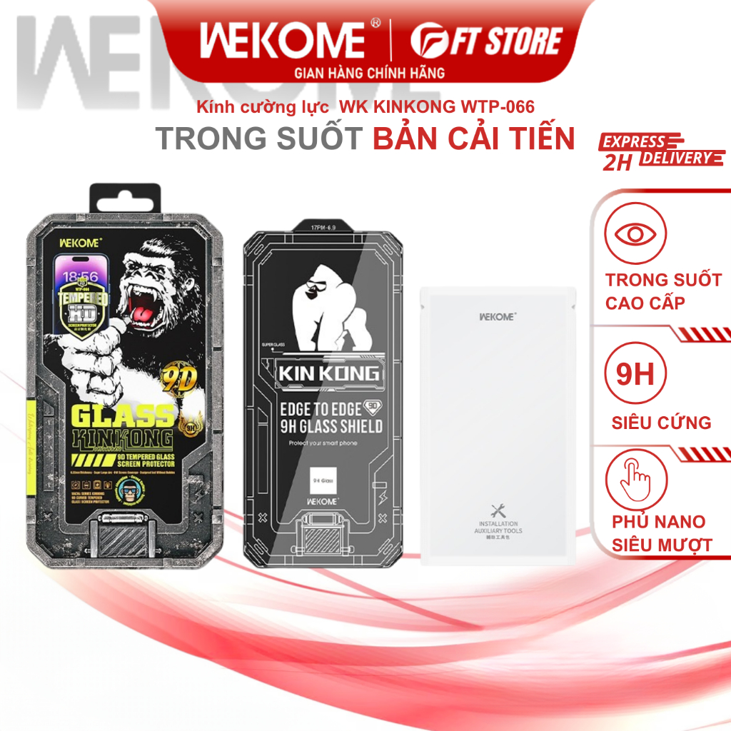 Kính cường lực WK KINKONG WTP-066 siêu cứng, siêu mượt, full viền chống vân tay - Chính hãng | BigBuy360 - bigbuy360.vn