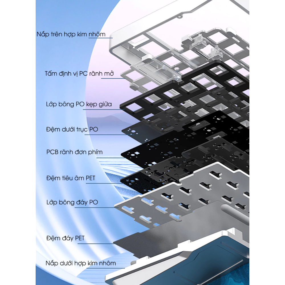 Bàn phím cơ không dây khung YINDIAO Y75 PRO - Led RGB - 3 mode kết nối - Hotswapable - APP - Mạch xuôi - Núm xoay | BigBuy360 - bigbuy360.vn