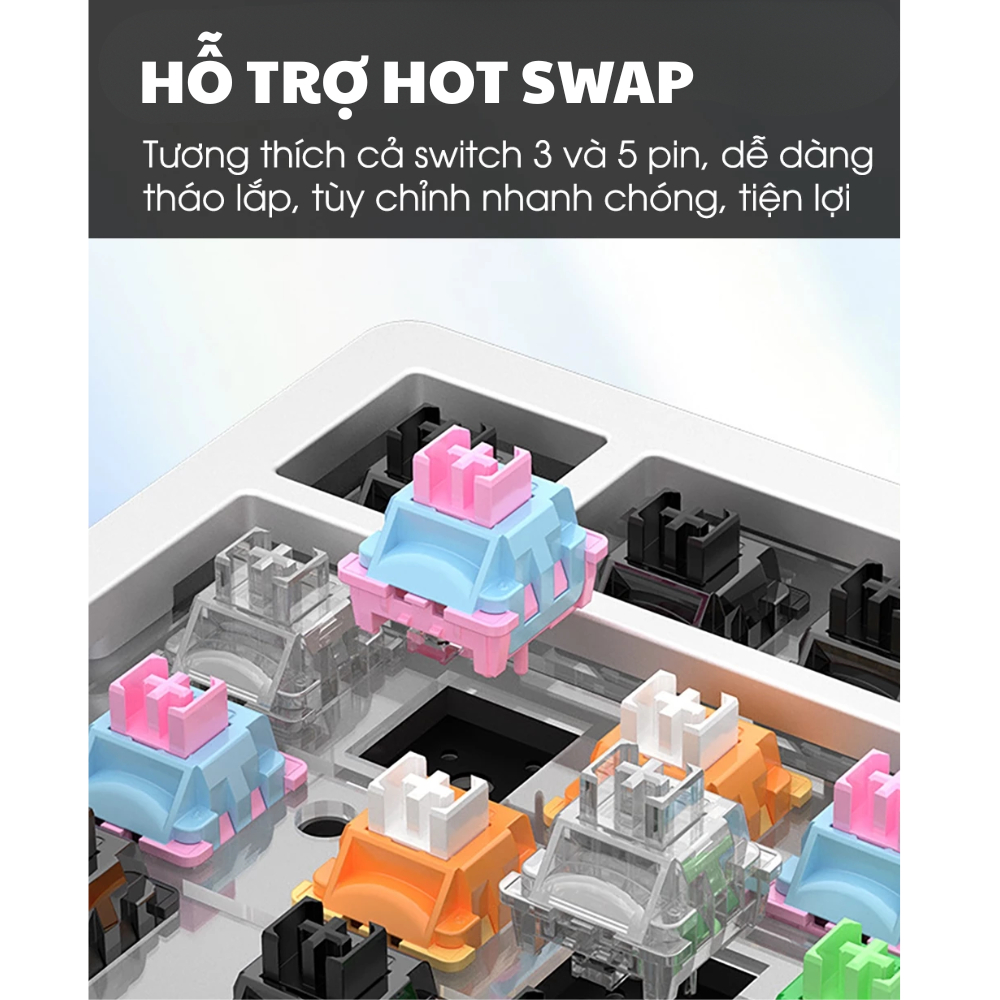 Bàn phím cơ không dây khung YINDIAO Y75 PRO - Led RGB - 3 mode kết nối - Hotswapable - APP - Mạch xuôi - Núm xoay | BigBuy360 - bigbuy360.vn