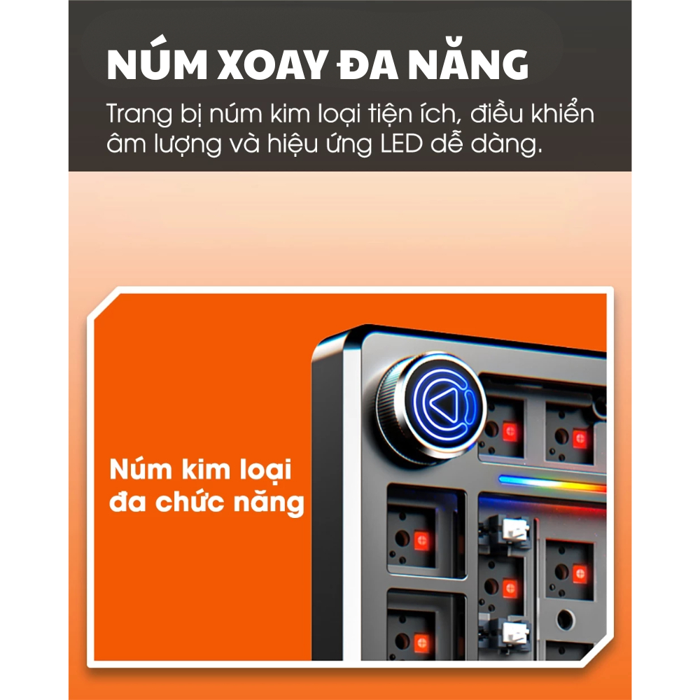 Bàn phím cơ không dây khung YINDIAO Y75 PRO - Led RGB - 3 mode kết nối - Hotswapable - APP - Mạch xuôi - Núm xoay | BigBuy360 - bigbuy360.vn