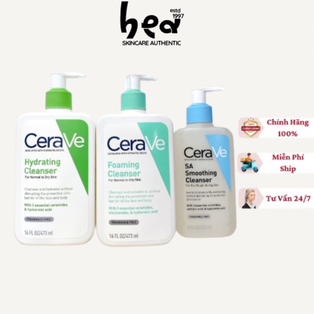 [Chính Hãng] Sữa Rửa Mặt Cerave Foaming,Cerave SA, Cerave Hydrating cho da dầu mụn nhạy cảm Bản Nhập