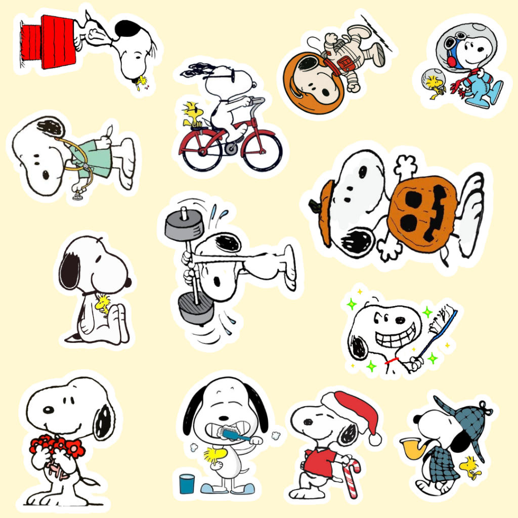 Set 50 cái sticker Snoopy chú chó Snoopy hoạt hình dễ thương Hình dán hình vẽ ngộ nghĩnh không trùng