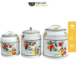  Hũ Muối Dưa Cà Vại Dưa Hũ Đựng Gạo Muối Đồ Khô 3 Size Nắp Tay Cầm Gốm Sứ Bát Tràng Cao Cấp 