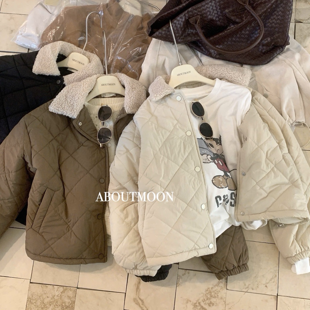 Sẵn đen 9021 6565 Ao phao cổ bẻ phối bông cừu cúc bấm quảng châu ID 9021