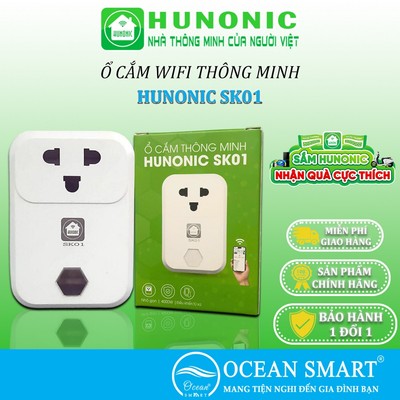 Ổ Cắm Wifi SK01 Thông Minh Hunonic, Ổ Cắm Hẹn Giờ Điều Khiển Từ Xa Bằng Điện Thoại SK02 - HNSK