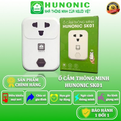 Ổ Cắm Wifi Thông Minh SK01 Hunonic, Ổ Cắm Hẹn Giờ SK02, Điều Khiển Từ Xa Qua Điện Thoại