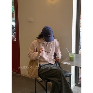  AKIROOM | Áo len thừng dài tay khoá kéo hai đầu 605475 