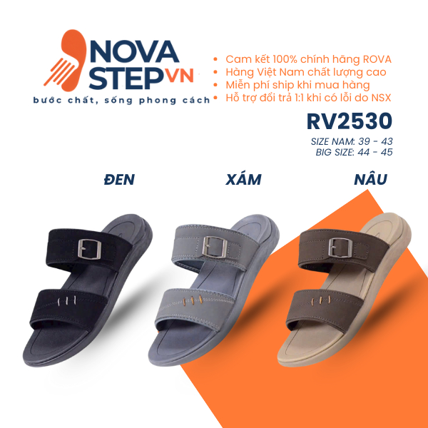 Dép quai ngang nam NovaStep VN RV2530 đế EVA phylon cao cấp - Hàng Việt Nam chất lượng cao