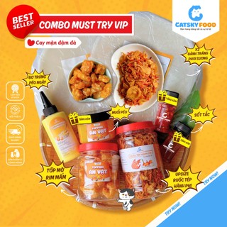  Combo Must Try Vip - Bánh tráng phơi sương CATSKY FOOD combo bánh tráng đồ ăn vặt tiện lợi 