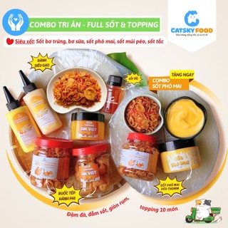  Combo Tri Ân - Bánh tráng phơi sương CATSKY FOOD combo bánh tráng sốt muối béo đồ ăn vặt 