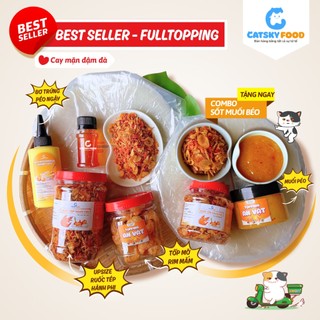  Bánh tráng phơi sương sốt muối béo CATSKY FOOD combo bánh tráng đồ ăn vặt - COMBO BEST SELLER FULLTOPPING 