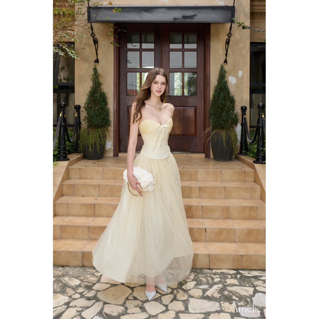 AMELIE - Đầm dài 2 dây đính nơ thanh lịch - Lusha dress Ame406 | BigBuy360 - bigbuy360.vn