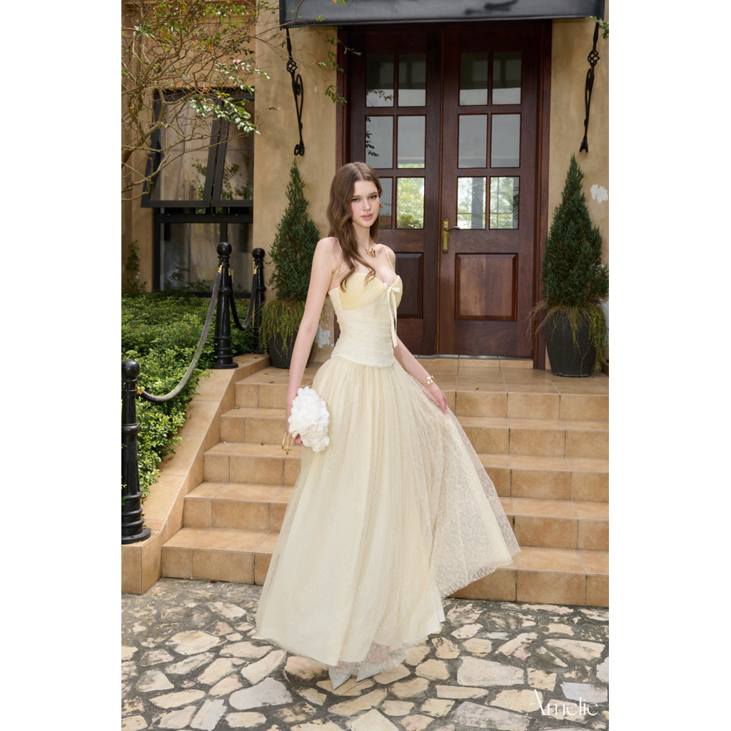 AMELIE - Đầm dài 2 dây đính nơ thanh lịch - Lusha dress Ame406 | BigBuy360 - bigbuy360.vn