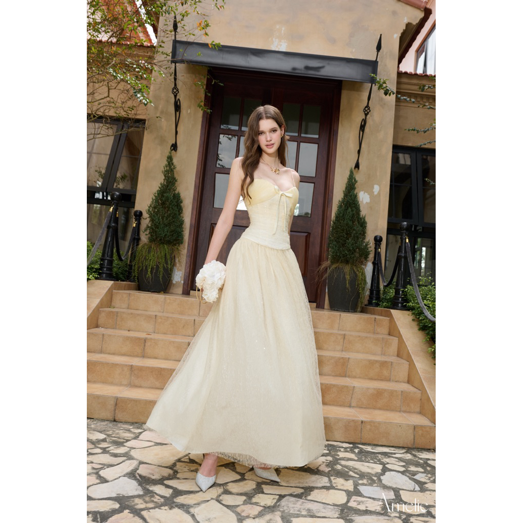 AMELIE - Đầm dài 2 dây đính nơ thanh lịch - Lusha dress Ame406 | BigBuy360 - bigbuy360.vn