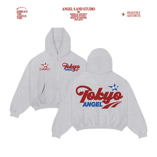  Áo Khoác Hoodie Khoá Kéo form BOXY Nỉ chân cua TOKYO ANGEL màu xám tiêu Chính hãng Angel-Land 