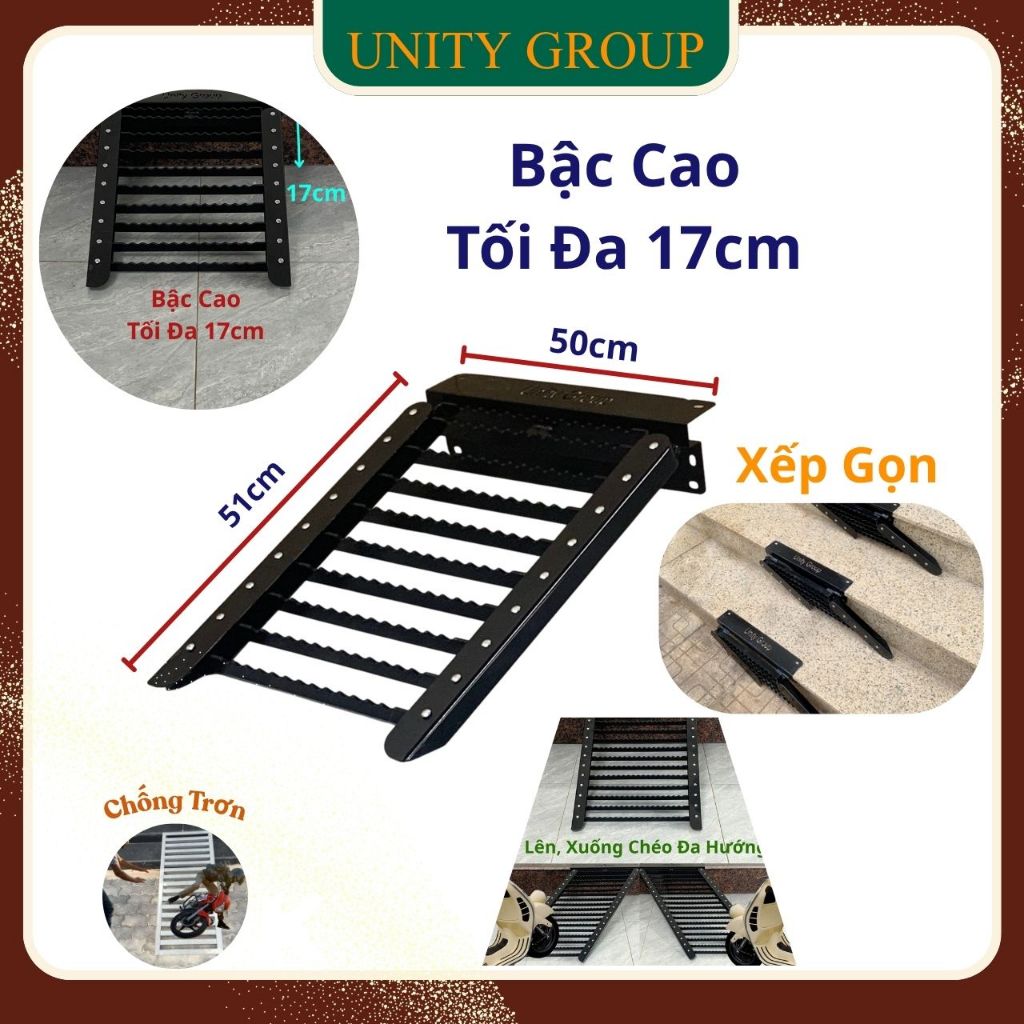 D51 - R50 - Bậc Cao 17cm - Cầu Xe Lên Xuống Bậc Nhà Thông Minh, Thang Xe.    TR - 51 - 50 cm