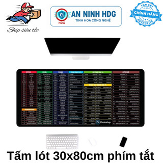 Tấm lót phím chuột Arigato 30 x 80 cm, 70m có phím tắt văn phòng - photoshop - autocad - Chính hãng