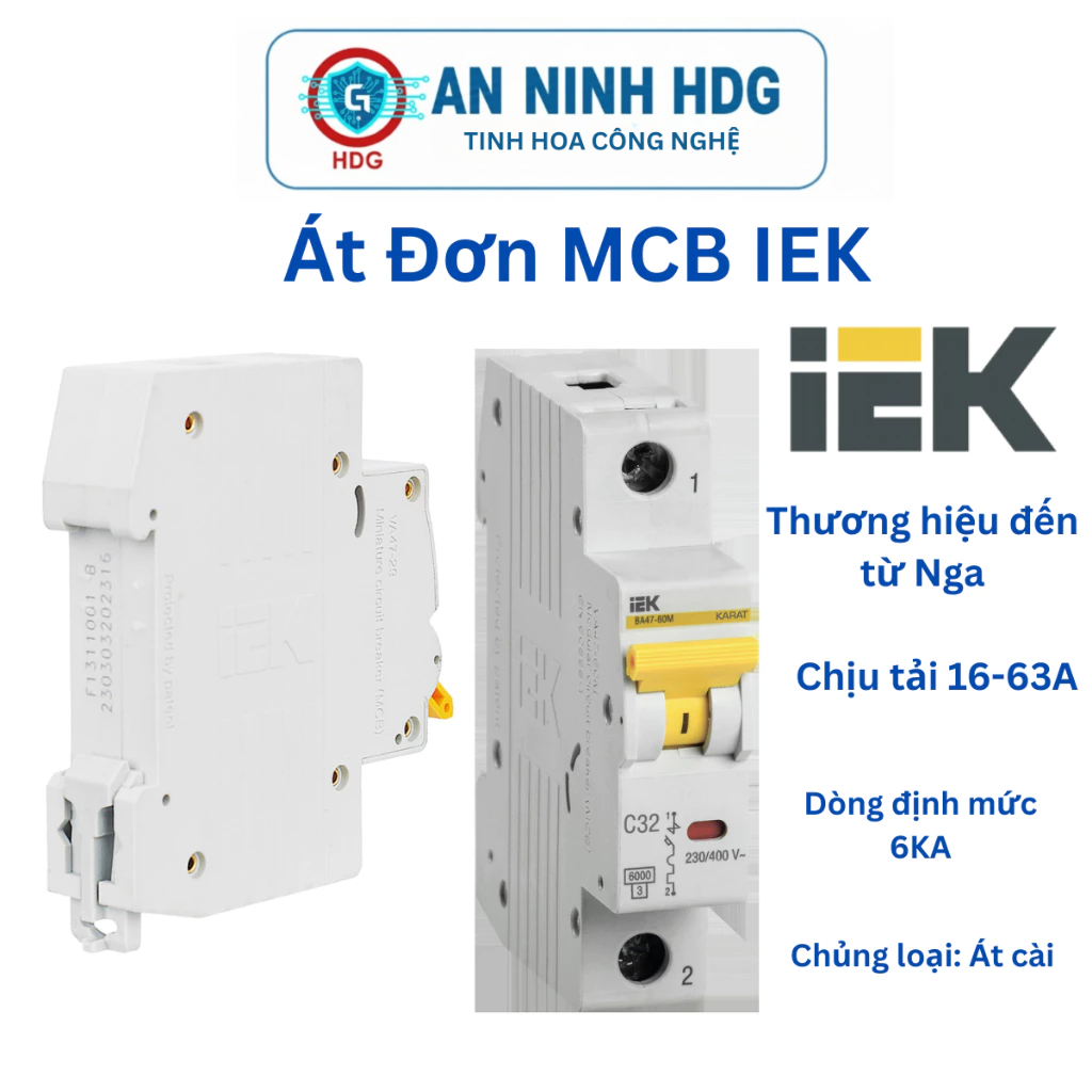 Át đơn MCB IEK Nga 16A 20A 25A 32A 40A 50A 63A chống chập - Chính hãng