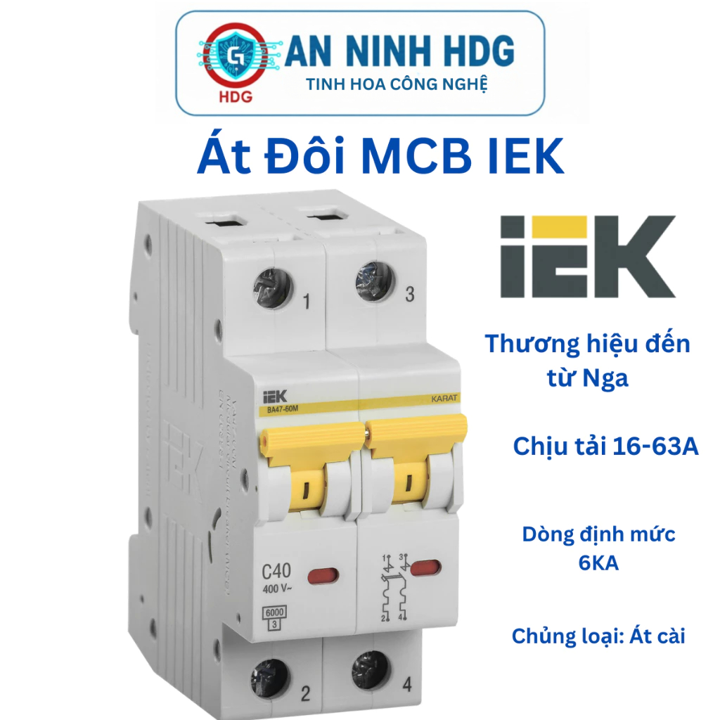 Át đôi MCB IEK Nga 16A 20A 25A 32A 40A 50A 63A chống chập - Chính hãng