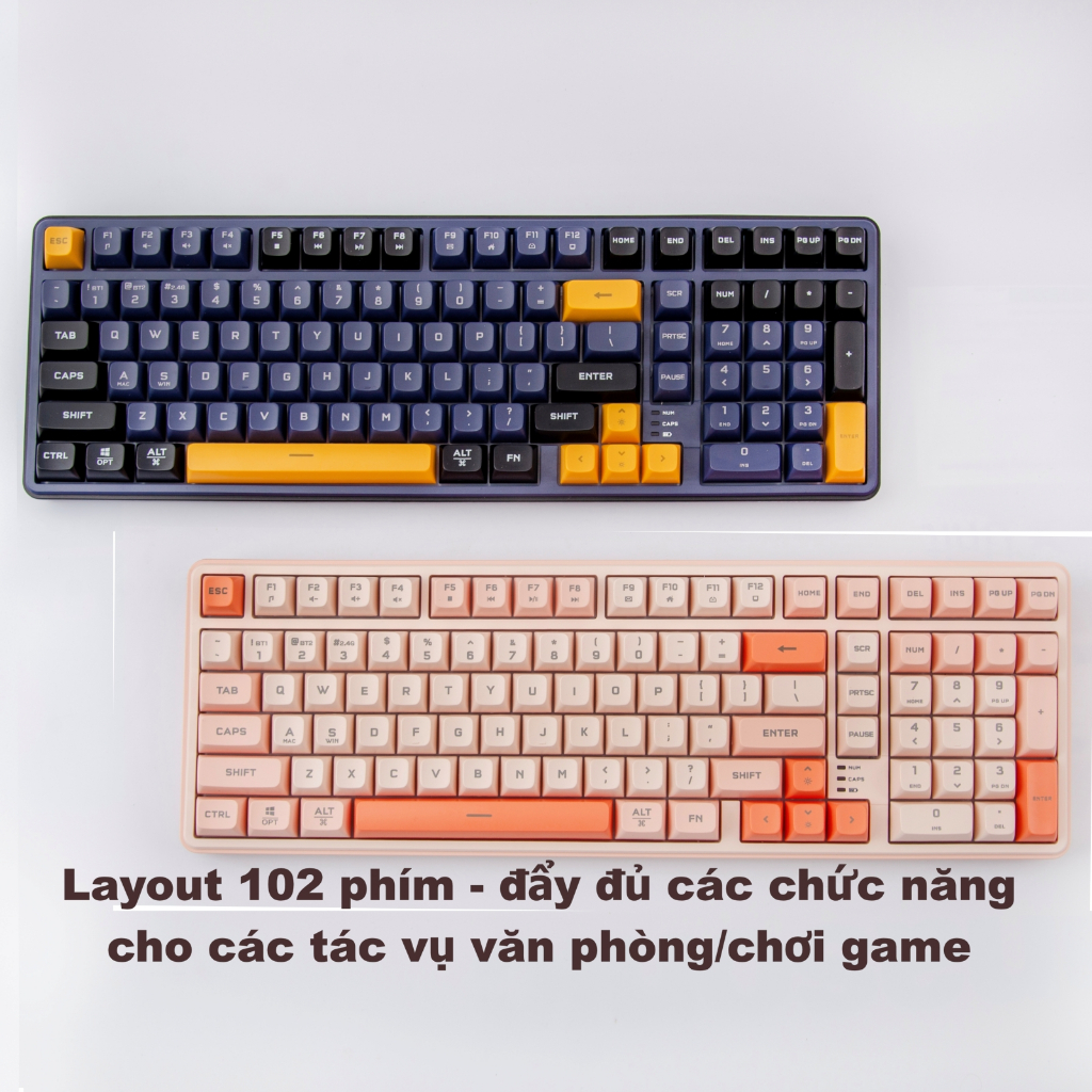 Bàn phím không dây chống ồn Paynan 702Pro fullsize 3 chế độ kết nối Cáp/USB2.4G/Bluetooth led nền RGB pin trâu 4000mAh | BigBuy360 - bigbuy360.vn