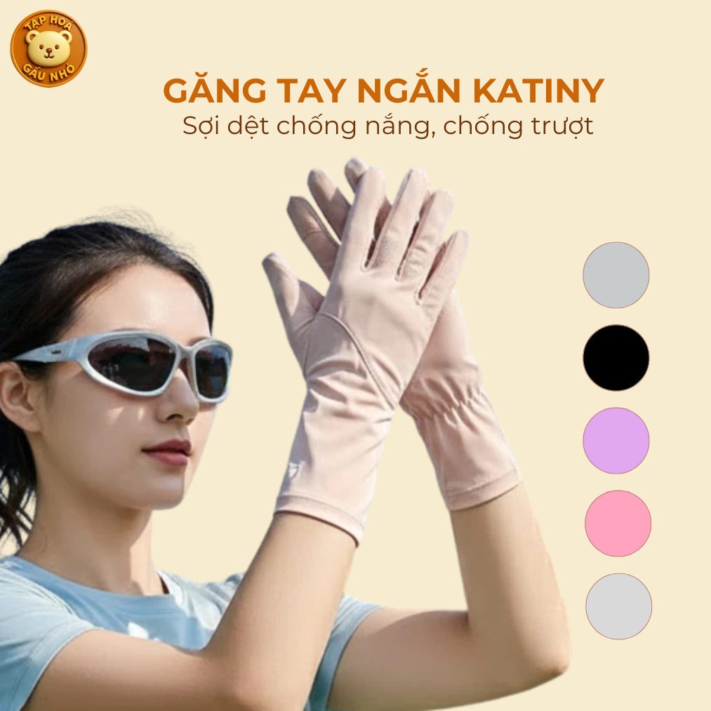 Găng Tay Ngắn Katiny Chống Tia UV Vải Thoáng Mịn Chống Trượt Chun Cổ Tay Co Giãn Chống Nắng Hiệu Quả