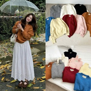  Áo Len Cổ Tròn Form Rộng Trơn Basic Hàng Quảng Châu 