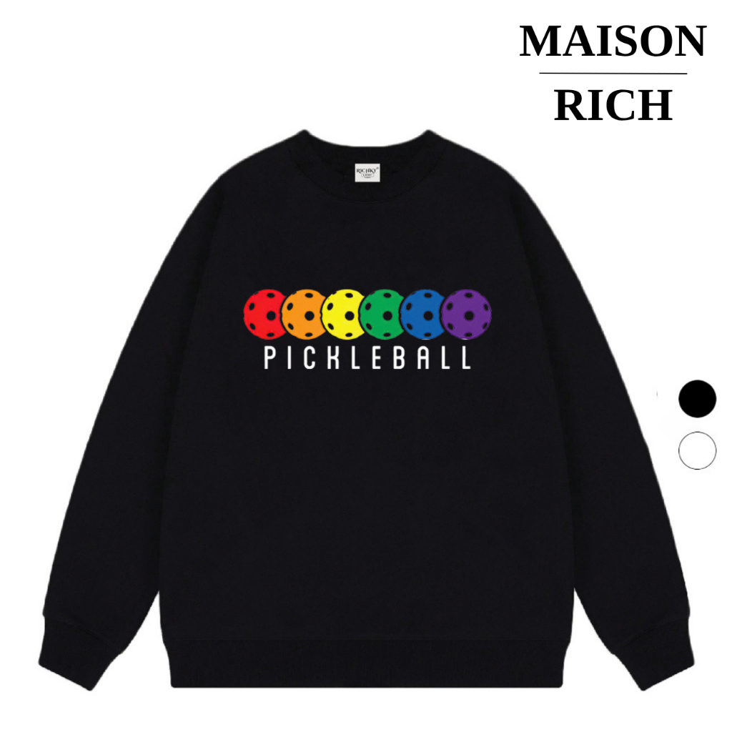 Áo Sweater Maison Rich Premium Nỉ Pickleball Colorball Rainbow Sporty Collection