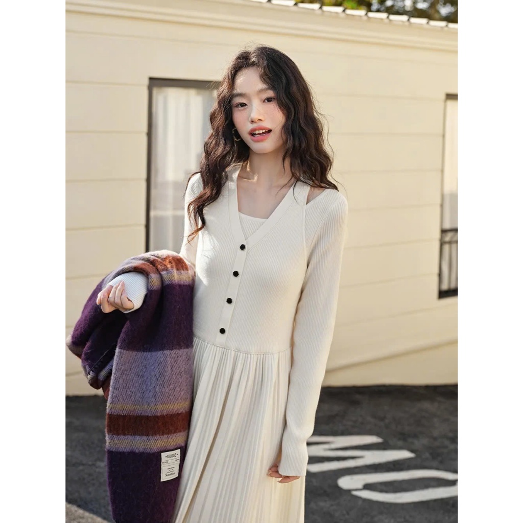 Váy len dáng dài layer cover Kuose