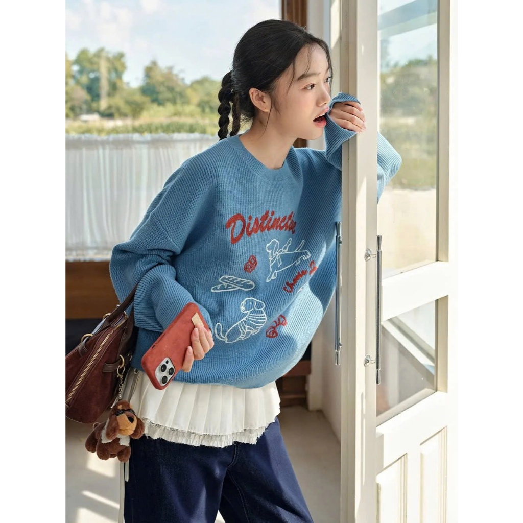 [SẴN M] Áo len cổ tròn họa tiết cover Kuose