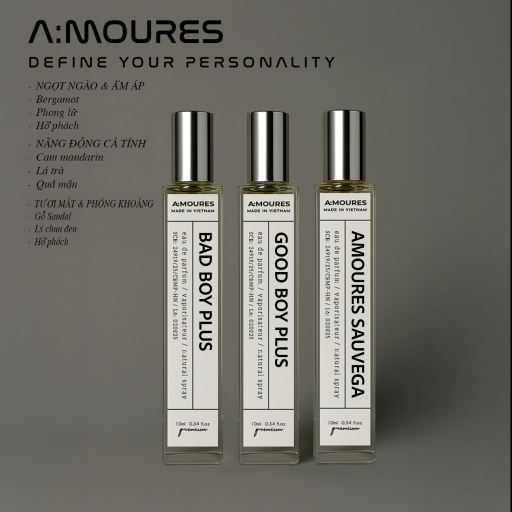 [COMBO LỊCH LÃM] Nước Hoa Nam Amour Nguyên Liệu Nhập Khẩu Hương Thơm Lịch Lãm, Cuốn Hút 10ml - Dạng Xịt