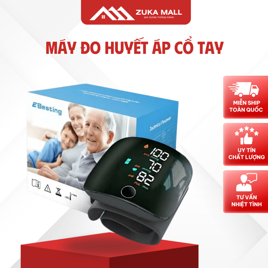 [Giọng Nói Tiếng Việt ] Máy Đo Huyết Áp Cổ Tay Cao Cấp Màn Hình Điện Tử Kỹ Thuật Số (7HAH)