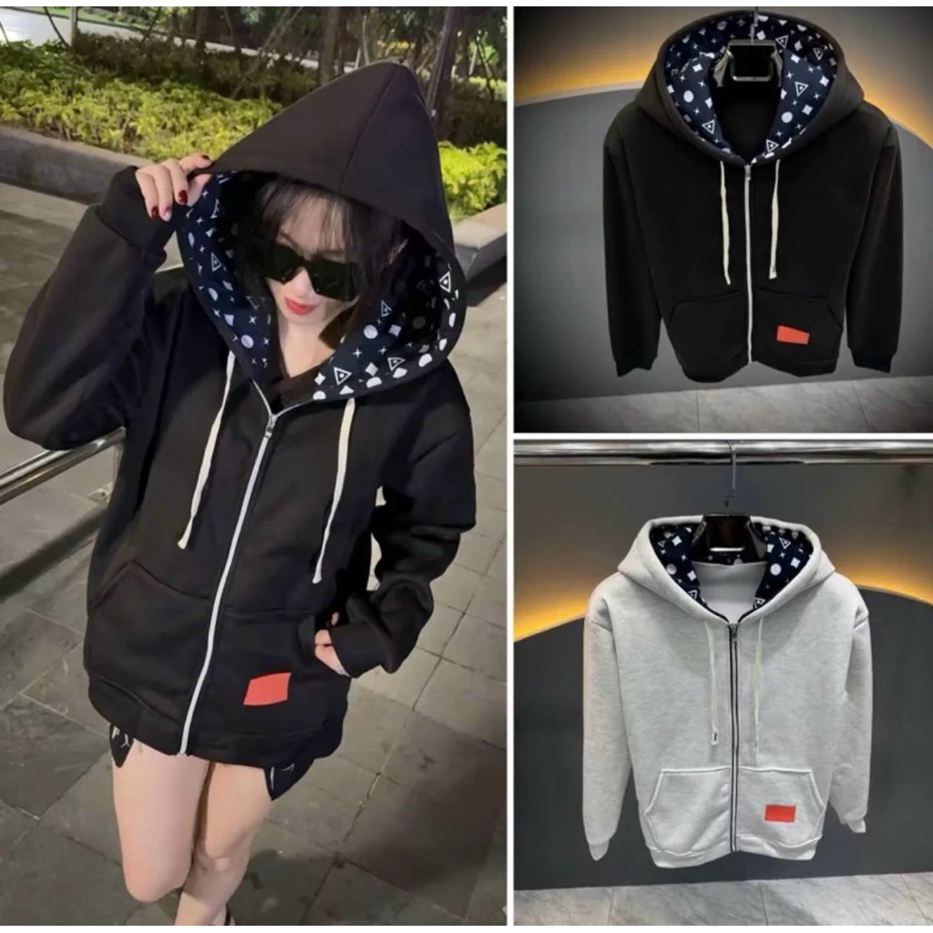  Áo Khoác Hoodie Nam Nữ Phối Mũ Lệ Vi Siêu Hot. Áo Hoodie Boy Phố In Họa Tiết Dập Vân Chất Nỉ Bông Mũ 2 Lớp ken98_unisex2 