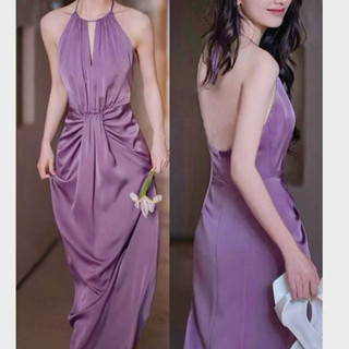  Đầm Lụa Yếm Dáng Maxi Sẵn Mút Ngực Thiết Kế Cao Cấp Sang Trọng Cột Cổ 