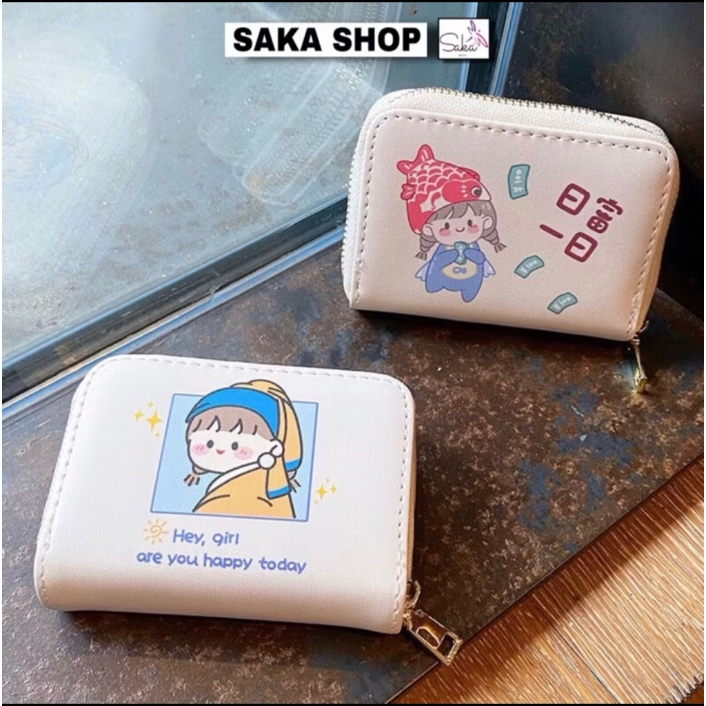 Ví mini nữ cầm tay nhiều ngăn nhiều hoa văn