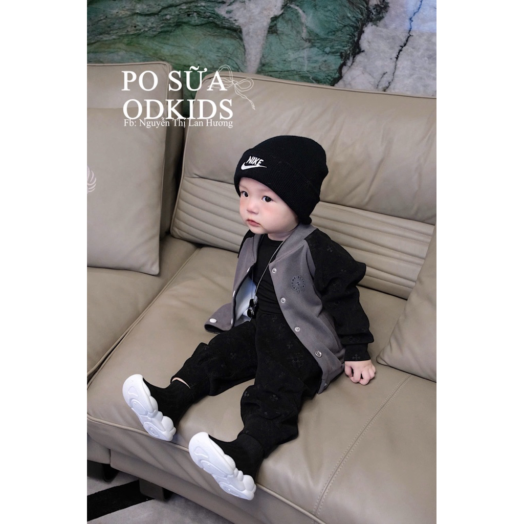 Set bomber bé trai xám phối đen