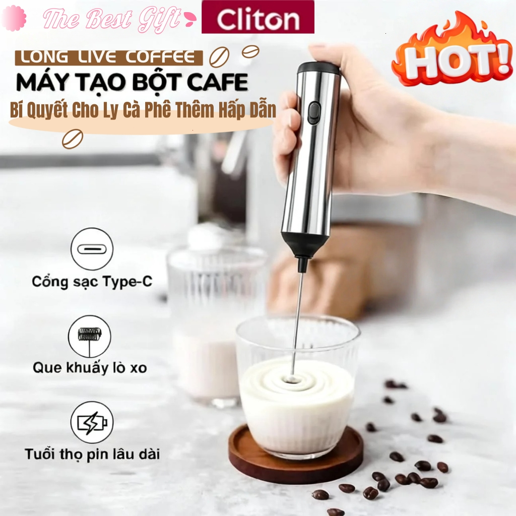 Máy đánh sữa cầm tay cho cà phê đạt chuẩn thực phẩm, phù hợp với latte, matcha và mọi loại cà phê