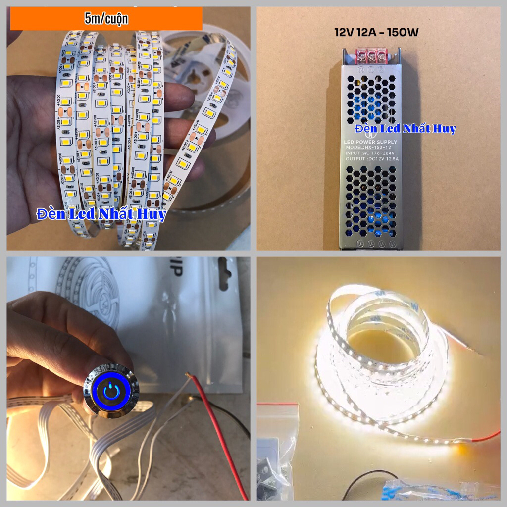 Led dây dán 12V 120chip/m Tốt, Nguồn Led 12V, Cảm biến vẫy tay, Chạm,Đóng mở.