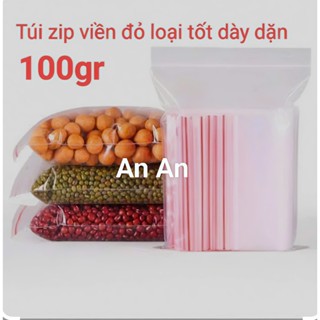  【Giá rẻ 100~200gr Túi Zip Viền Đỏ hàng Dầy. Túi zipper chỉ đỏ dùng để chia thuốc. Đựng phụ kiện quần áo thực phẩm. 