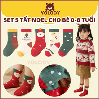  Set 5 Đôi Tất Giáng Sinh Cho Bé Vớ Noel trẻ em 0–8 Tuổi Xinh Xắn Yolody 