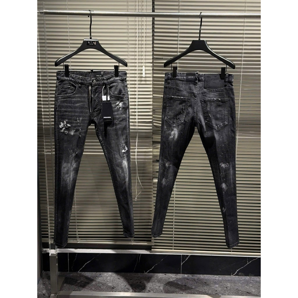 Quần jeans dsq khoá lệch was rách ss25