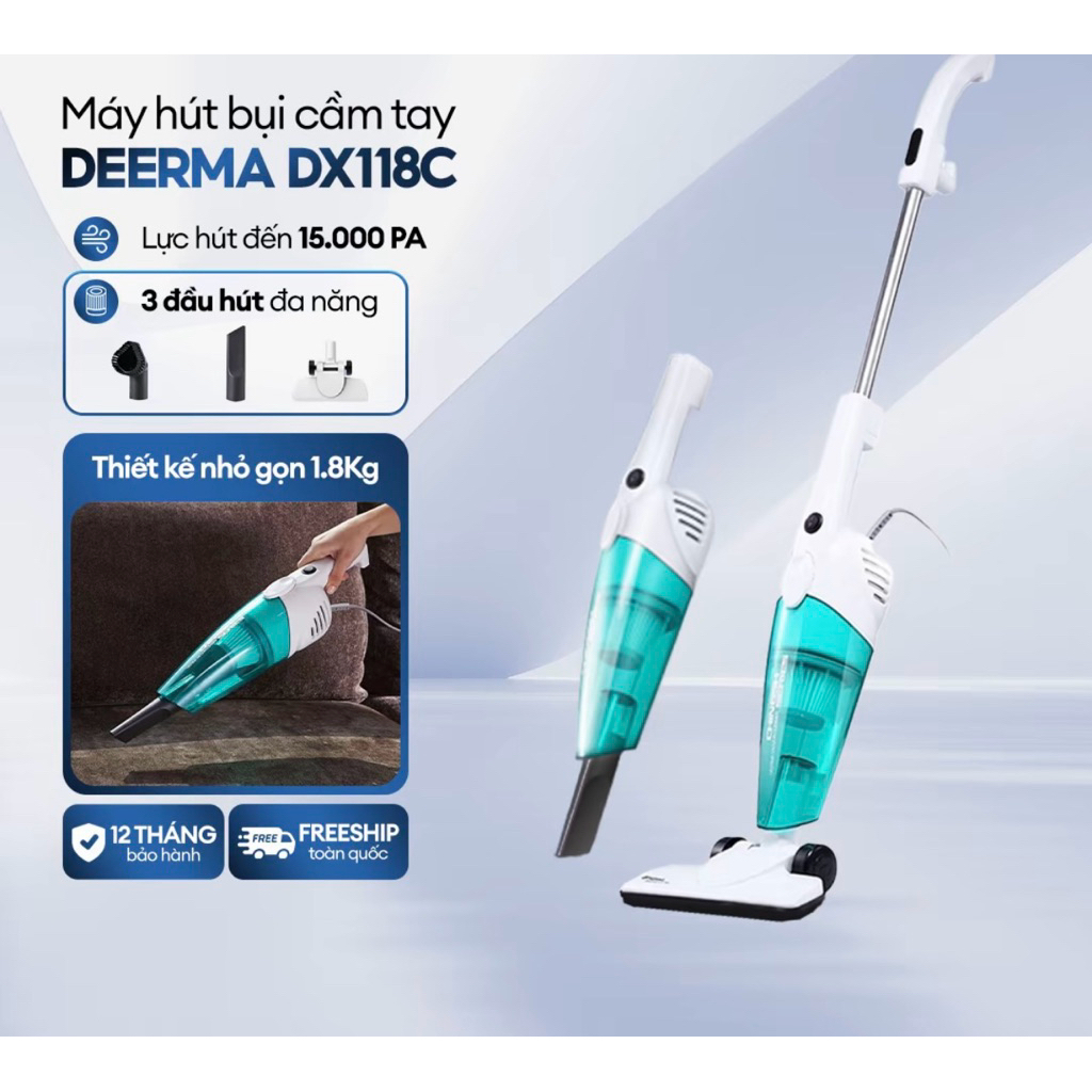 Máy hút bụi Cầm tay Deerma DX118C/DX120C 600W hàng chính hãng BH 12 tháng