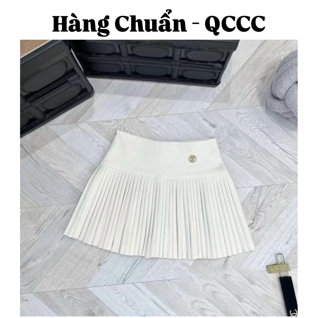 [ 𝐇𝐚̀𝐧𝐠 𝐂𝐡𝐮𝐚̂̉𝐧 𝐐𝐂𝐋𝟏 ] - Trắng sữa Chân váy Dạ kèm tag đá xếp ly QCCC  ảnh thật CV06