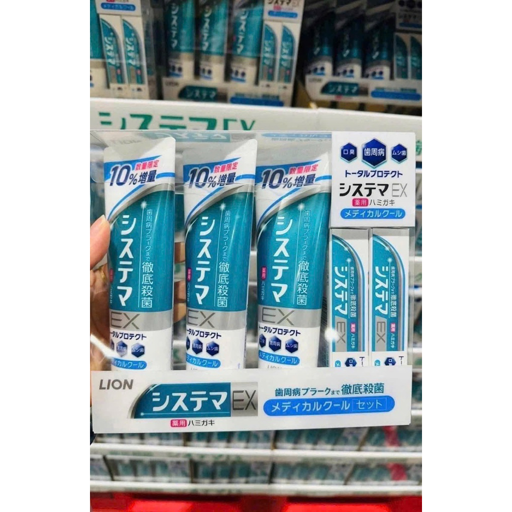 Kem đánh răng Lion Systema EX TP cool 5p trắng răng, chống ê buốt - Hàng xách tay bill Cosco Nhật