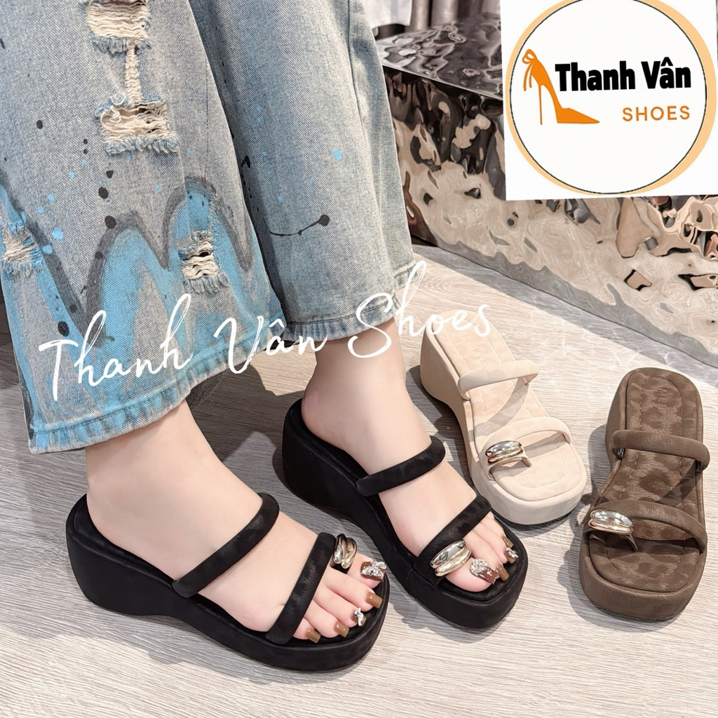 Dép xuồng 2 quai kẹp ngón cao 7 phân xinh(D0383)