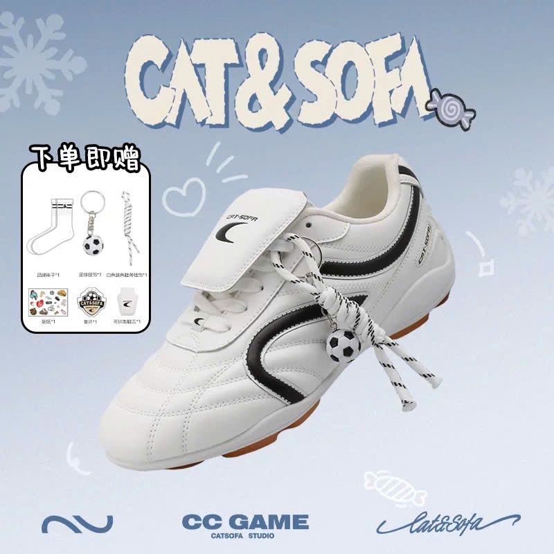 [𝐅𝐎𝐎𝐓𝐁𝐀𝐋𝐋 ⚽️ 𝐂𝐀𝐓&𝐒𝐎𝐅𝐀] Giày Đá Bóng Cat&Sofa Màu White Chính Hãng - Fullbox/ phụ kiện đi kèm