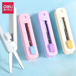 Kéo Mini Deli 6072 Thu Gọn 105mm – Lưỡi Thép Không Gỉ – An Toàn Cho Học Sinh