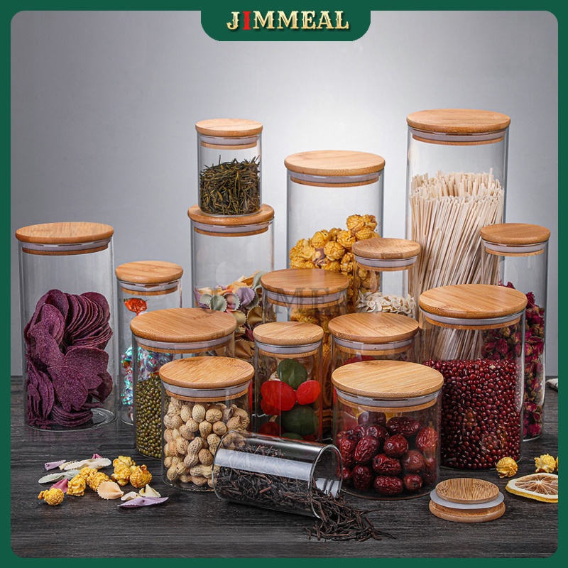 [Bao Vỡ] Hộp Thủy Tinh, Lọ Thủy Tinh, Hũ Thủy Tinh Nắp Gỗ 200 350 500ml 750ml 1000ml 1200ml 1600ml
