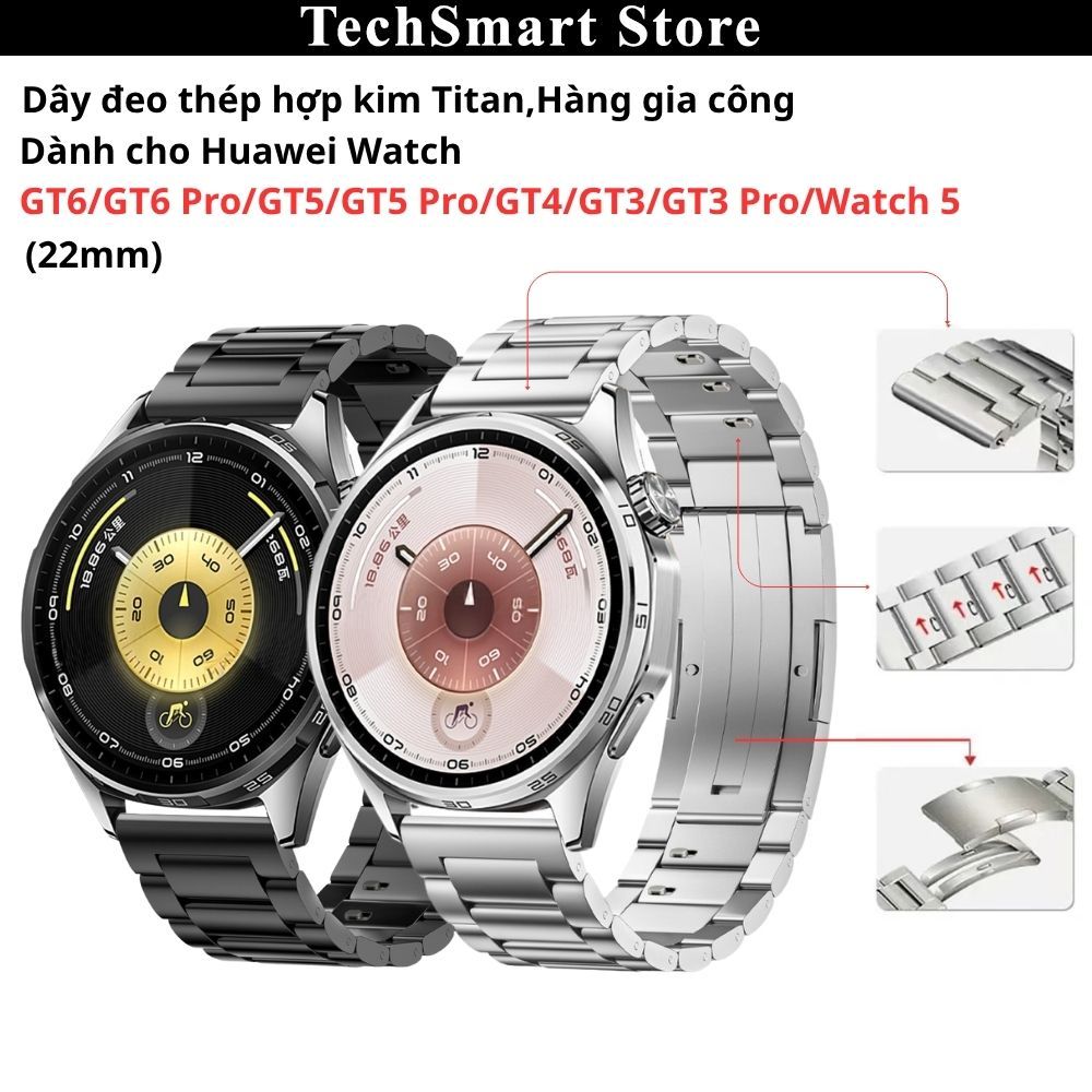 Dây đeo thép hợp kim Titan siêu nhẹ dành cho Huawei Watch GT6/GT6 Pro/GT5/GT5 Pro/GT4/GT3/GT3 Pro/Wa