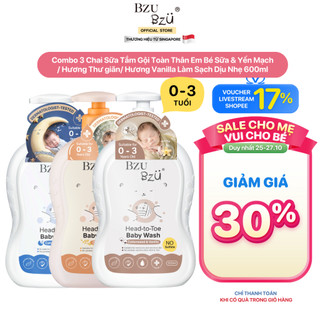   KOC  Combo 3 Chai Sữa Tắm Gội Toàn Thân Em Bé Sữa & Yến Mạch  Hương Thư giãn  Hương Vanilla Làm Sạch Dịu Nhẹ 600ml 