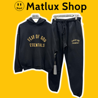   BEST QUALITY  Set đồ nỉ FEAR OF GOD ESSENTIALS Classic Balck vải nặng cao cấp Bộ đồ nỉ nam nữ FOG 